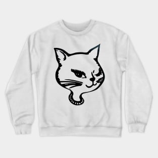 Retro Winking Cat Crewneck Sweatshirt